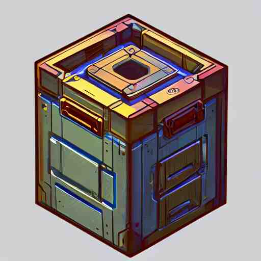 lootbox in the style of peter tarka, 3 d, isometric, game, octane, game, artstation 