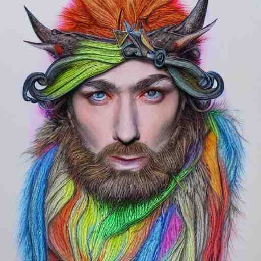  Colored pencil art on paper, Druid, highly detailed, artstation, Caran d'Ache Luminance