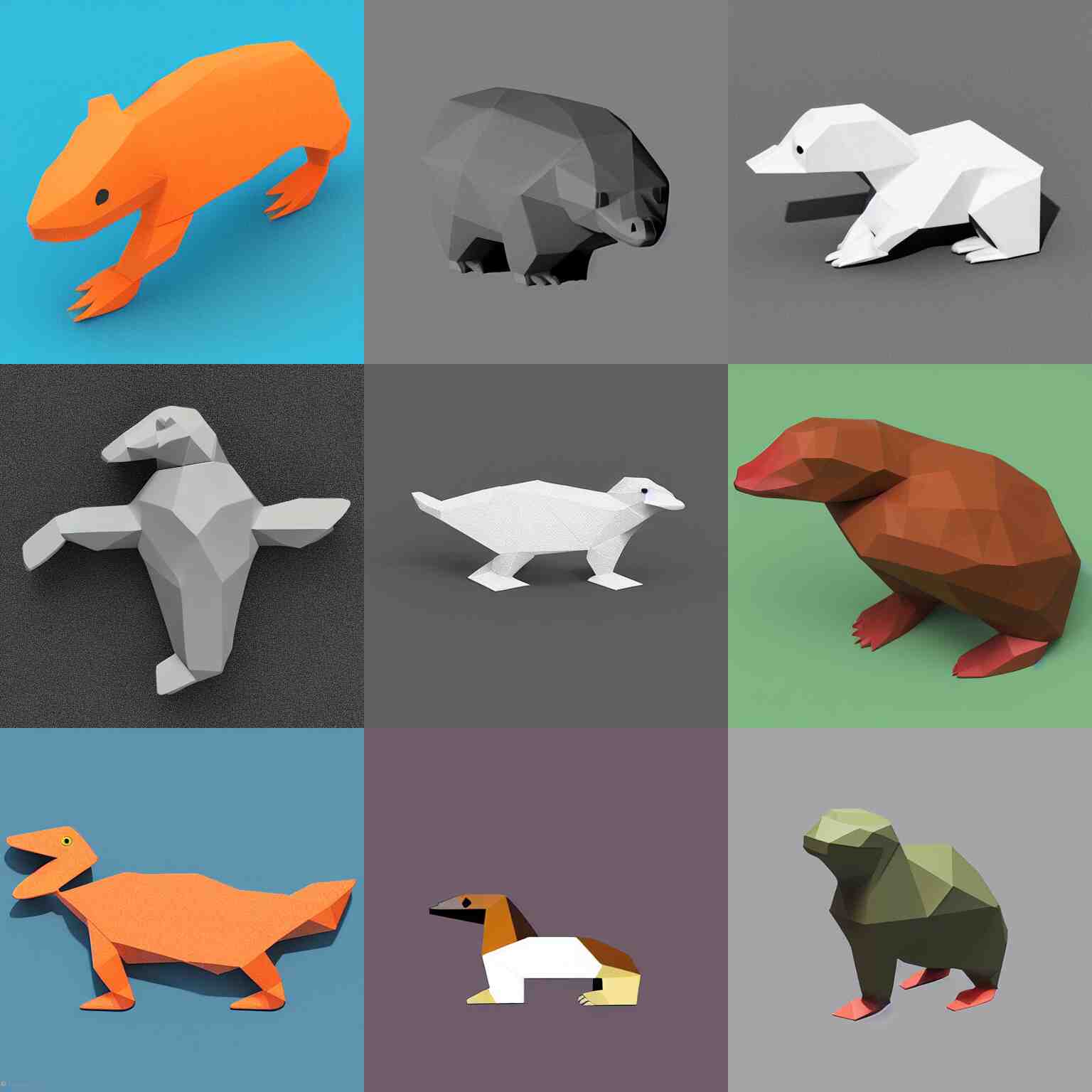 “Low polygon render of a Platypus on a white background, isometric 3d, ultra HD”