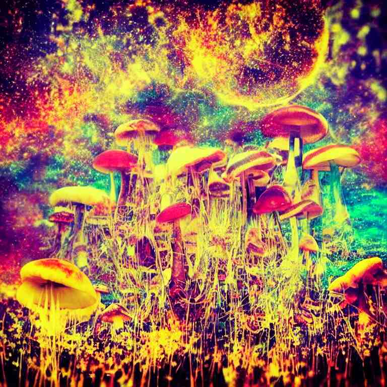 double exposure of dally life, symbols of live, explosion, cyber mushroom city, love is the most relevant theme, love is infinity, love is begin of all, 8 k resolution, artistic mode, artistic, trending on instagram, long exposure, love art, serious, fantasy and dreams vibes, mushrooms style and macro style, colorful picture 