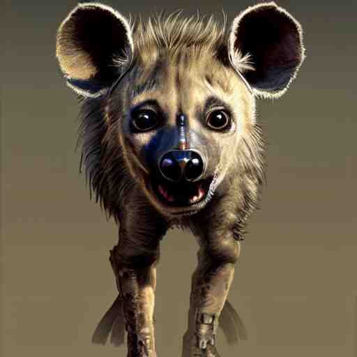 very cute baby cyborg hyena, realistic concept art, cyberpunk 