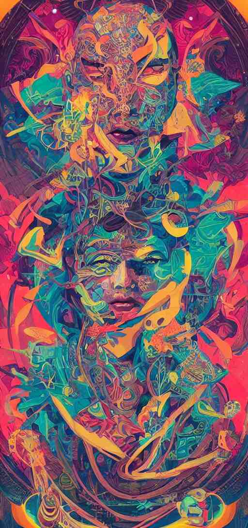 Tristan Eaton, victo ngai, peter mohrbacher, artgerm portrait of a global consciousness. psychedelic. neon colors