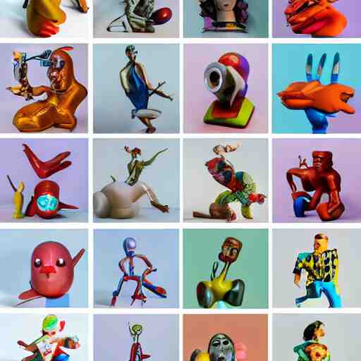 mid - century weirdo cartoon sculpture toy on display photoshoot, 4 k, hyper realistic, natural, highly detailed, digital illustration, trending in artstation, smooth, sharp focus art by jeff koons 