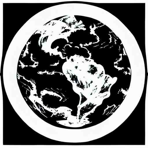 black and white sci fi earth themed svg vector art panel for cnc plasma, laser, stencil, unique planet design 
