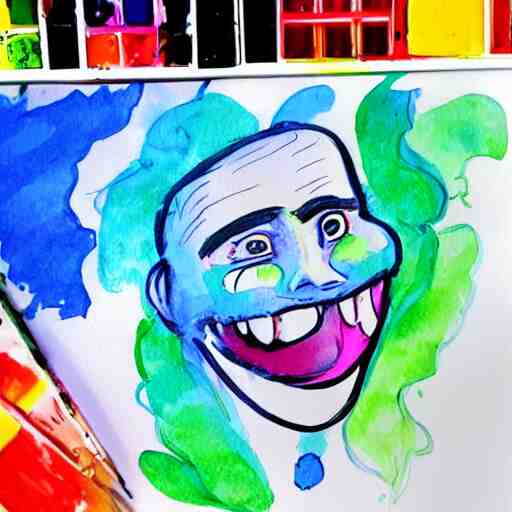 happy smiling faces + water Color paint + line drawing :: Painted with Watercolors :: Concept Art