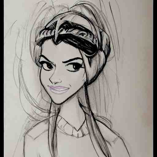 milt kahl sketch of victoria justice with tendrils hair style as princess padme from star wars episode 3