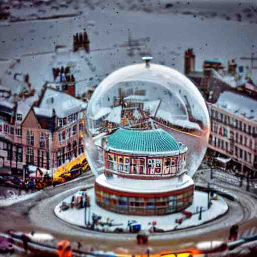 snowglobe of a tiny town brighton uk, tilt - shift lomo photo 