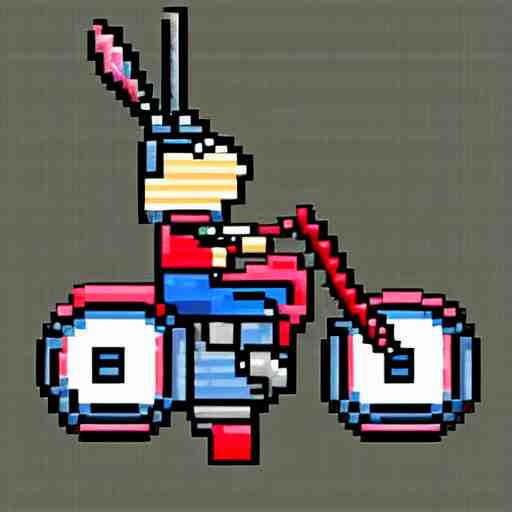 bunny on a motorcycle, pixel art, cute