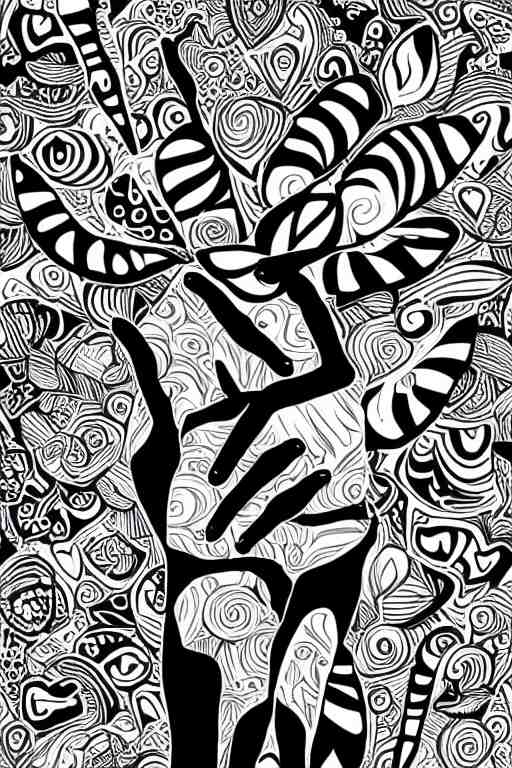 black and white illustration, creative design, love yourself 