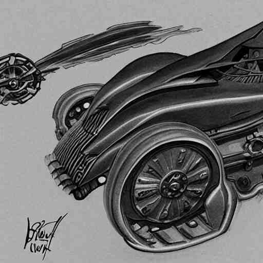 steampunk batmobile concept sketch