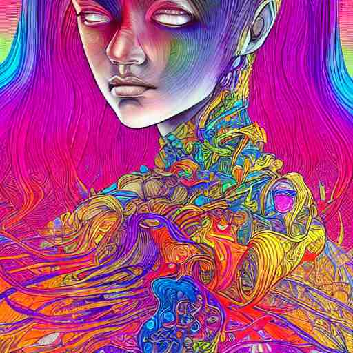 the head of a beautiful rainbow woman, an ultrafine detailed illustration by james jean, final fantasy, intricate linework, bright colors, behance contest winner, vanitas, angular, altermodern, unreal engine 5 highly rendered, global illumination, radiant light, detailed and intricate environment 