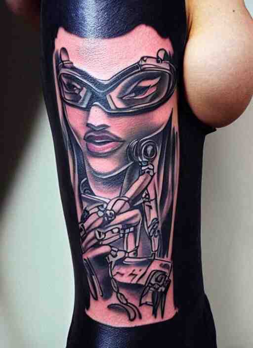 tattoo of a cyberpunk female