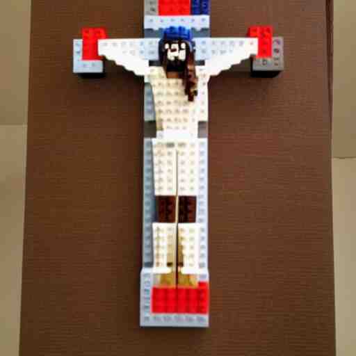 jesus on cross made of lego 