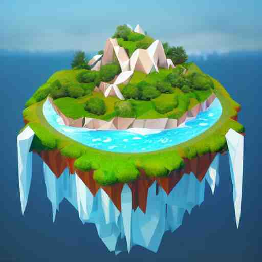 low poly art of a floating island on top of which is new york surrounded by waterfalls, in the sky, isometric art, 3d render, ray tracing, high detail, artstation, concept art, behance, smooth, sharp focus, ethereal lighting, unreal engine 5