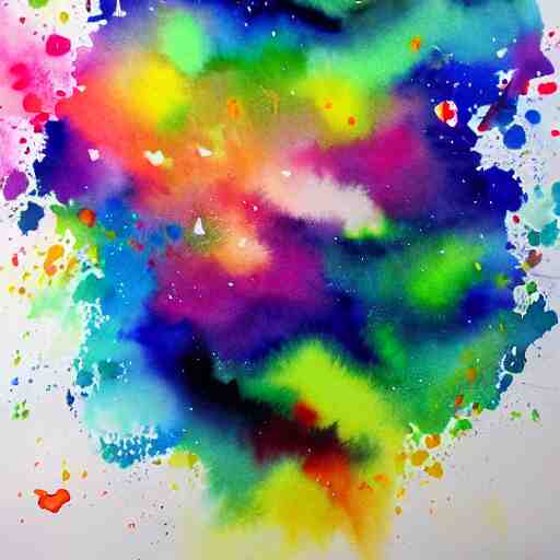 water color on paper, rainbow explosions, highly detailed, artstation, masterpiece, award - winning, 