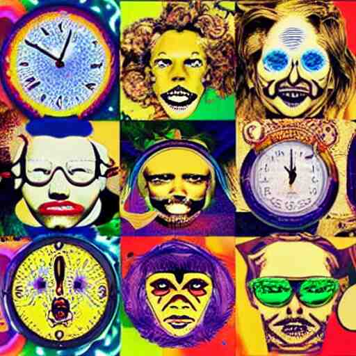 trippy face album cover clocks 