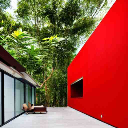 a modern red house in brazil, architecture 