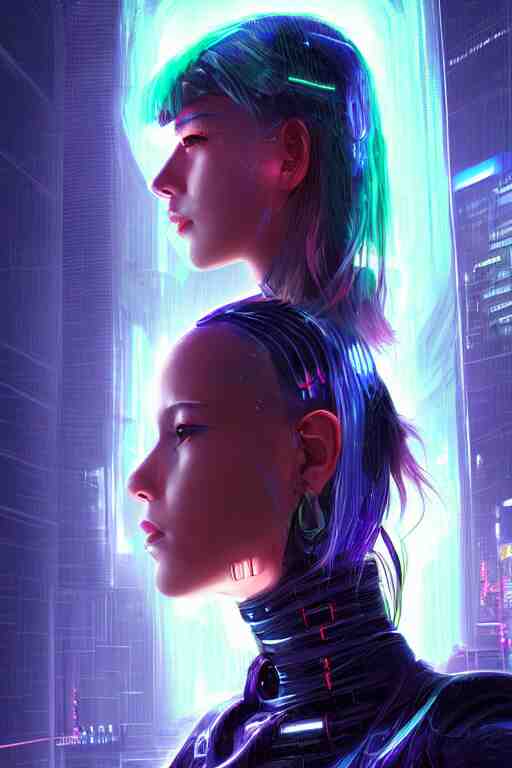 portrait futuristic superb cyberpunk young female Summoner, in futuristic stormy heavy snowy thunder flashing tokyo rooftop cyberpunk night, ssci-fi, fantasy, intricate, very very beautiful, elegant, neon light, highly detailed, digital painting, artstation, concept art, soft light, hdri, smooth, sharp focus, illustration, art by tian zi and craig mullins and WLOP and alphonse mucha