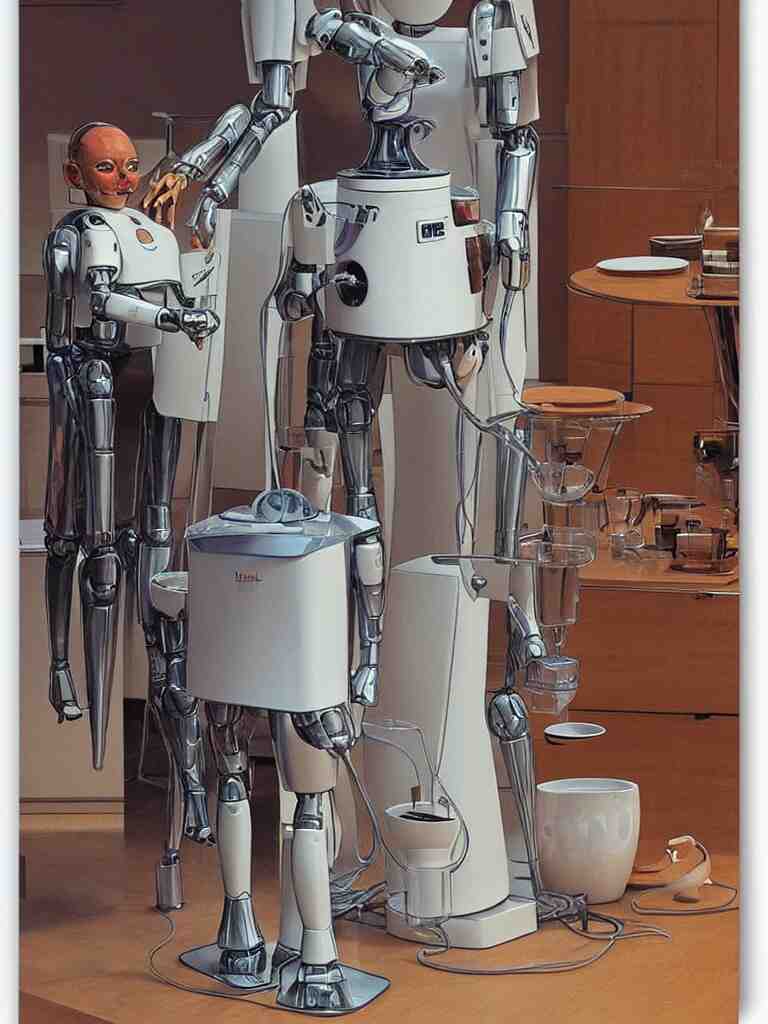 walking robot coffee maker, by jean giraud