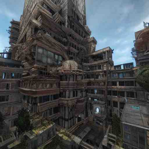 architecture from quake, lovecraftian, liminal space, unreal engine 5, hyper detailed, hyper realistic 