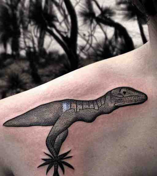 A realistic tattoo design of a giant lizard in the desert on white paper, realism tattoo design, highly detailed tattoo, shaded tattoo, hyper realistic tattoo