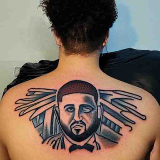 a tattoo of a dj khaled 