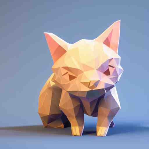 low - poly kitten, 3 d render, blender, unity, octave, 4 k, isometric view, white background, beautiful render, pastel colours, breath of the wild art style 