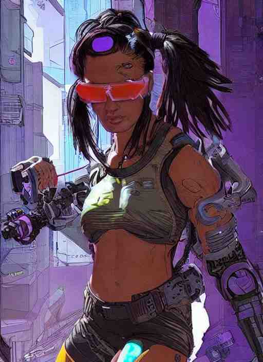 apex legends cyberpunk fitness babe. concept art by james gurney and mœbius. gorgeous face. 