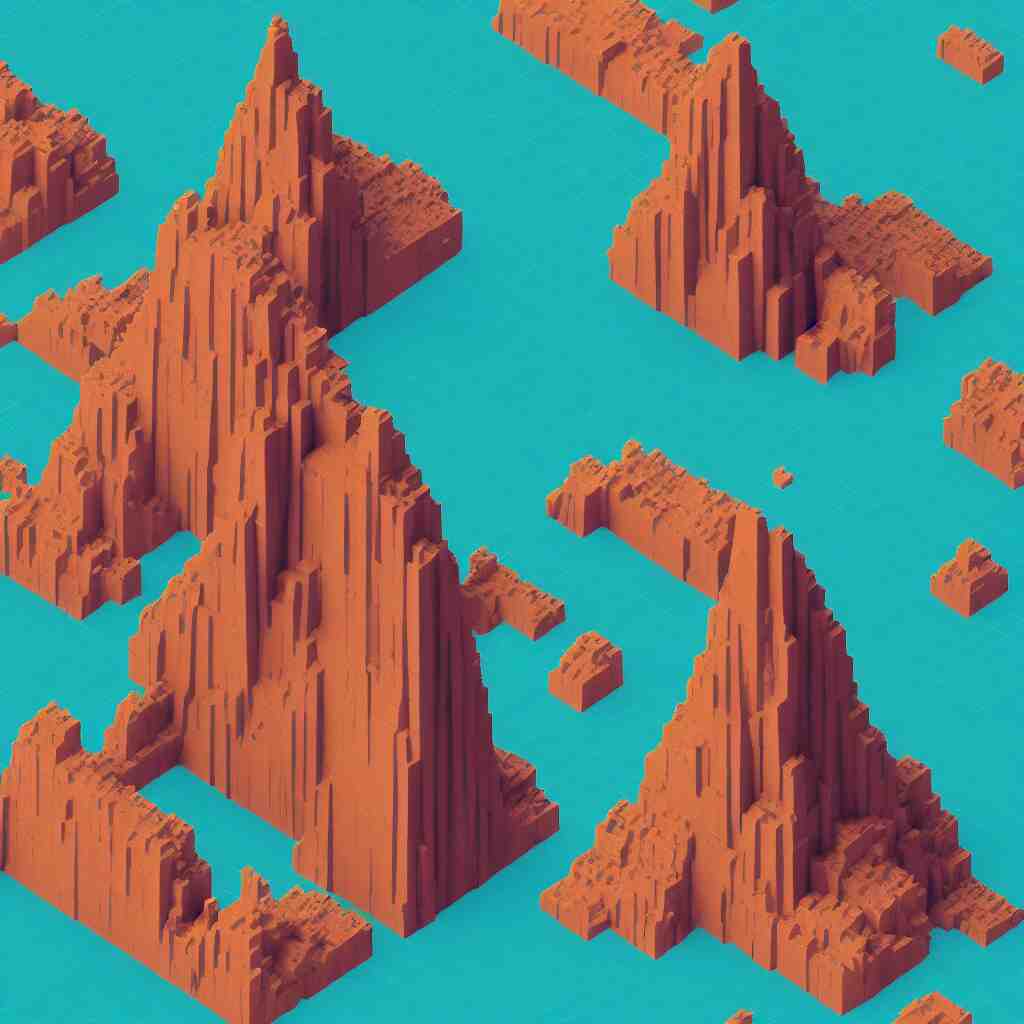voxel art of giant floating triangular monolith in valley by james gilleard and madmaraca, textured, detailed, beautiful, 8 k wallpaper 