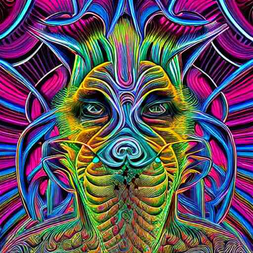 digital illustration of a pig, by alex grey, tool band, psychedelic art, spiral fractals, detailed, 8 k 