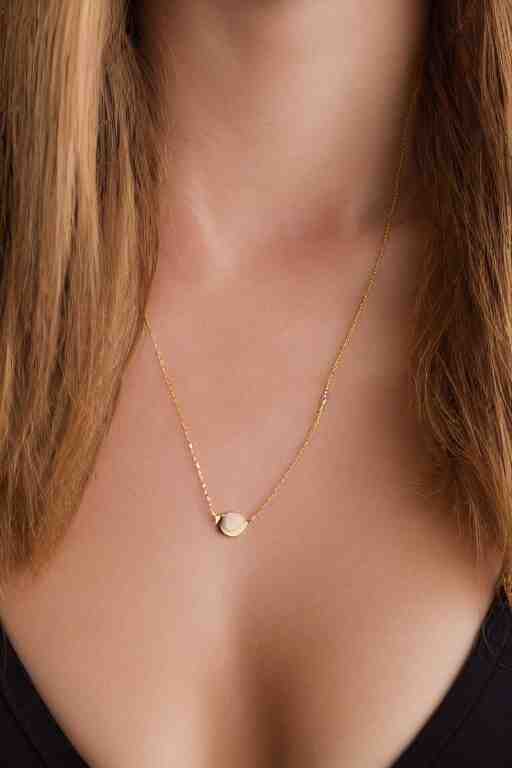 2 4 year old professional female wearing white v - neck top, 1 8 k gold necklace pendant, portrait, neck zoomed in, photo realistic, extreme detail skin, no editing, slr, golden hour, 4 k, high definition, selfie 