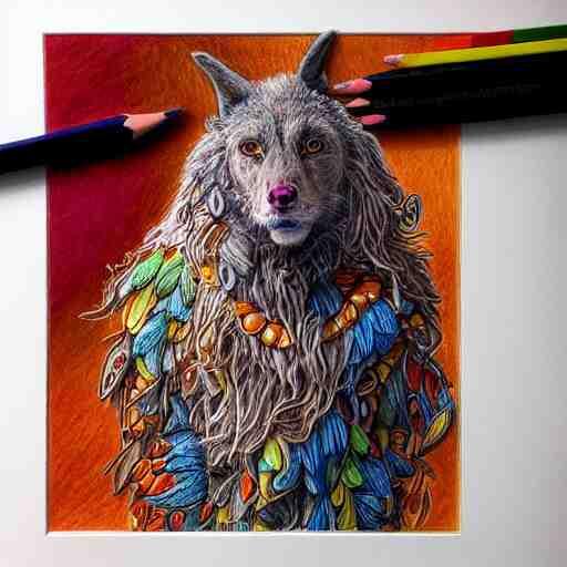  Colored pencil art on paper, Druid, highly detailed, artstation, Caran d'Ache Luminance