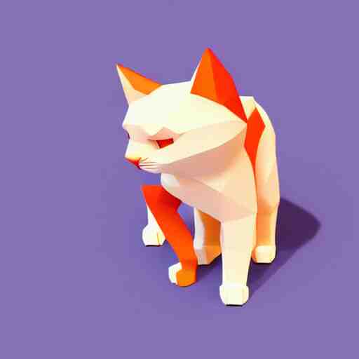 cat, white background, isometric, low poly