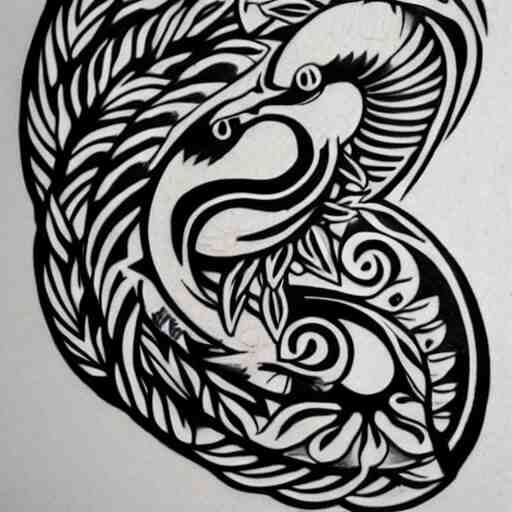 tattoo design, stencil, tattoo stencil, traditional, a cobra with its fangs out surrounded by flowers