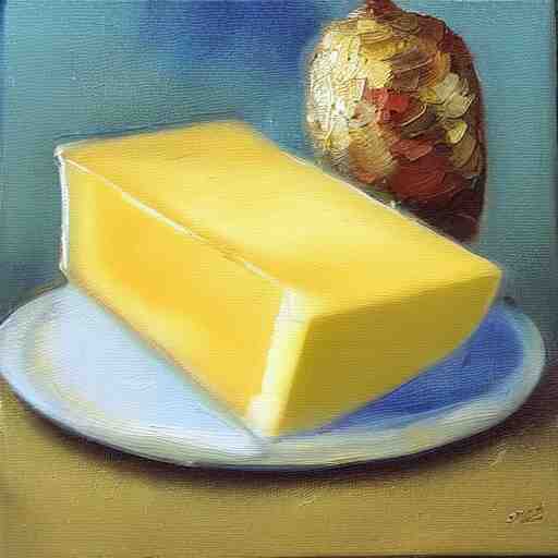 beautiful oil painting of gouda cheese 