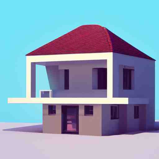 3 d render, minimalistic, octane, cute chubby house 