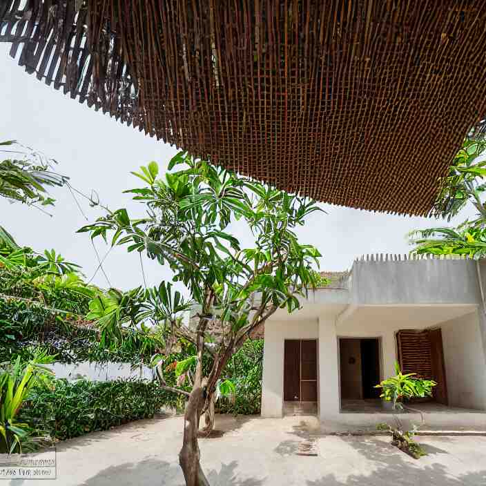 idyllic town house on a quiet street in lagos, tropical architecture with sun shading and pergolas, modernist african building, contemporary architecture, architectural photography, canon eos r 3, telephoto lens, sigma 5 0 0 mm f / 5, iso 2 0 0, 1 / 1 6 0 s, 8 k, raw, unedited, in - frame 