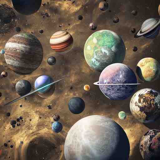 an old dirty trashcan full of discarded planets and stars hyperrealistic detailed beautiful intricate 3 d render 