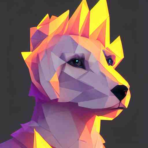 aesthetic albino dog fursona portrait, commission of a anthropomorphic lion on fire, fursona wearing stylish clothes, winter armosphere, pastel simple art, low poly 