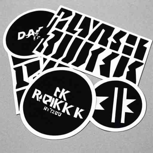 black on white graphic design stickers in style of david rudnick, eric hu, y 2 k, 