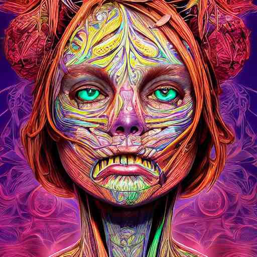 the anatomical face of a ridiculously beautiful and pretty woman partially made of onion rings of all colors looking up, an ultrafine detailed illustration by james jean, final fantasy, intricate linework, bright colors, behance contest winner, vanitas, angular, altermodern, unreal engine 5 highly rendered, global illumination, radiant light, detailed and intricate environment 