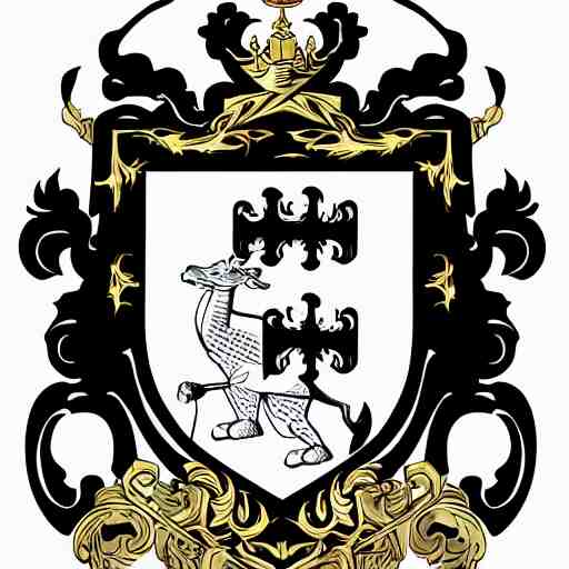 a coat of arms, a black sword on a white background 