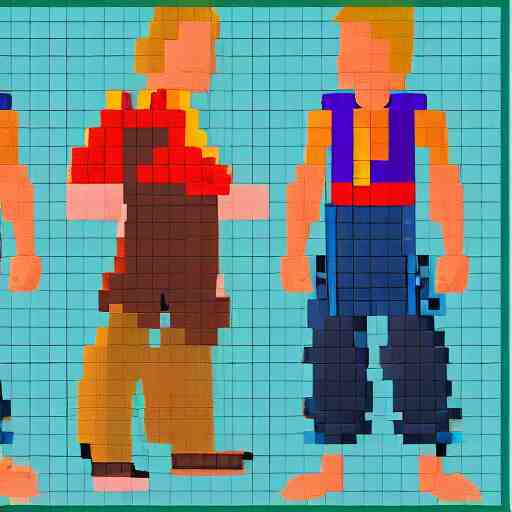 guybrush threepwood pixel art animation sheet, 8 k, trending, poster 