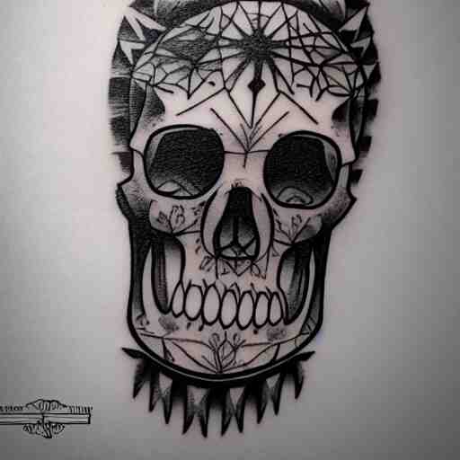 tattoo design, stencil, tattoo stencil, traditional, a world famous tattoo of a geometric skull