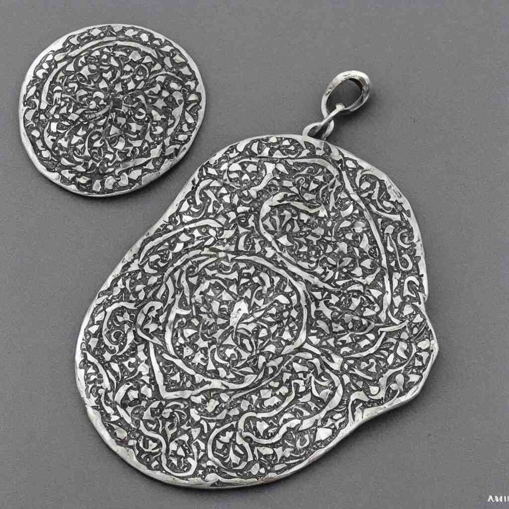 Amulet Of Ottoman inlaid in silver, realistic, clean