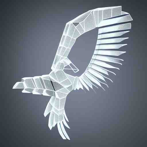 2 dimensional, vector, low poly, clear crystal eagle icon, black background, cgsociety, artstation, octane render