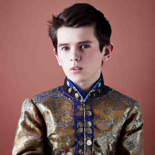 teenage Caucasian boy modeling malacca sultanate jacket