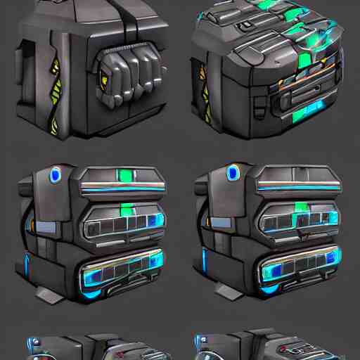 modular game item, futuristic battery pack, very realistic , artstation, concept art ,