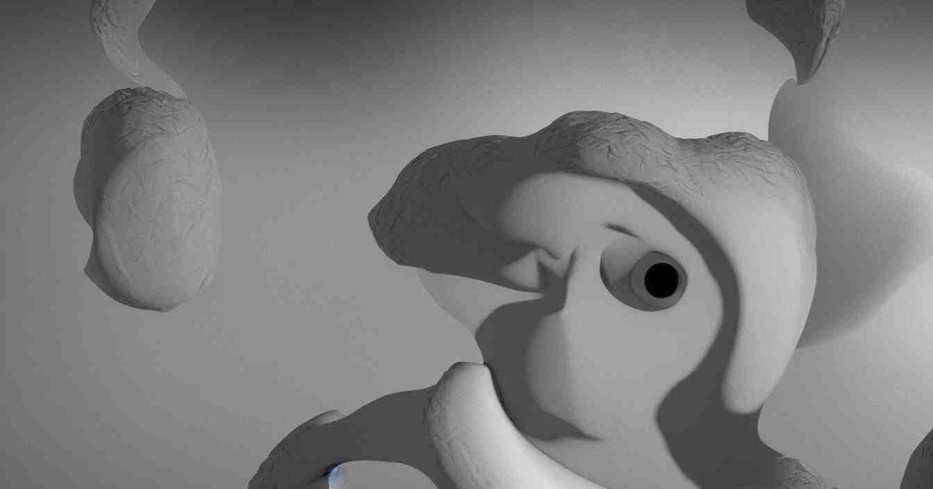 Apple worm with face of Donald Trump, render in Vray