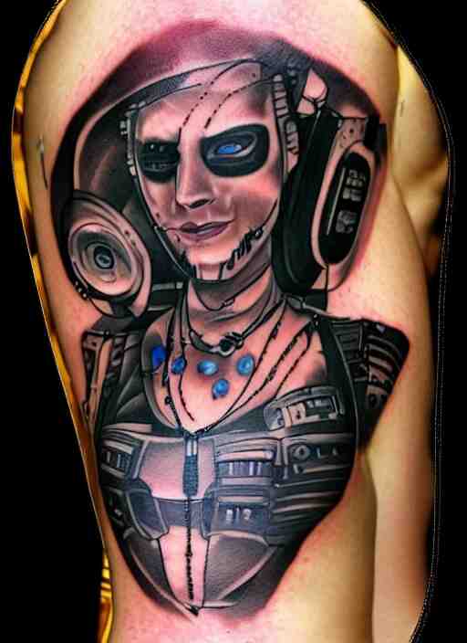 tattoo of a cyberpunk female